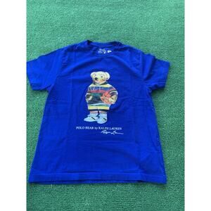 Polo Ralph Lauren Polo Bear Shirt YOUTH M 10/12 Blue Basketball Tee Boys